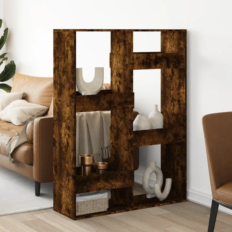 vidaXL Kamerscherm 100x33x135 cm bewerkt hout gerookt eikenkleurig, foto 2