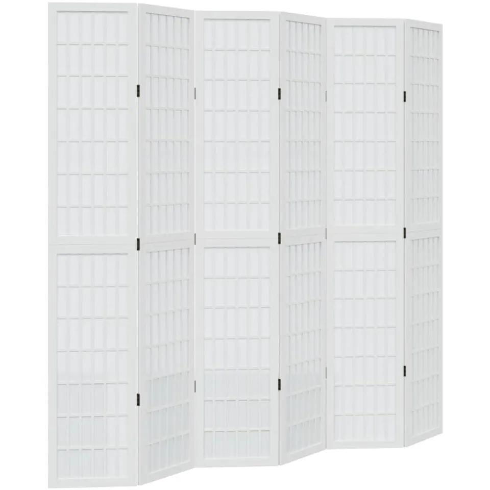 vidaXL Kamerscherm met 6 panelen massief paulowniahout wit