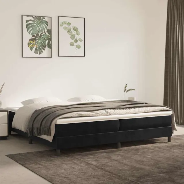 vidaXL Boxspring met matras fluweel zwart 200x200 cm