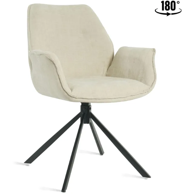Nest of Nora Set van 2 - Nest of Nora Draaibare eetkamerstoelen met armleuning Livia - Beige