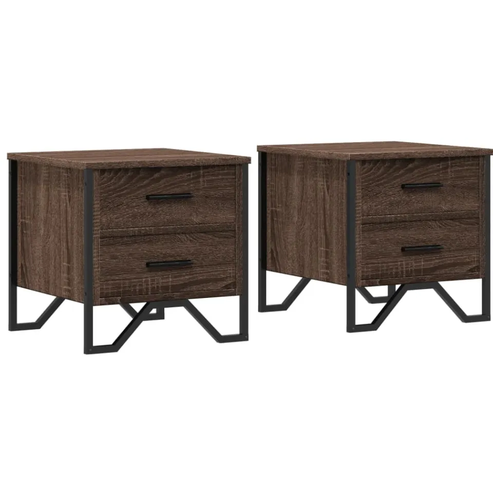 vidaXL Nachtkastjes 2 st 40x41x40 cm bewerkt hout bruin eikenkleurig
