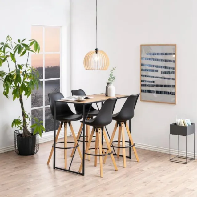 Scandes Barkruk Player zwart met houten poten