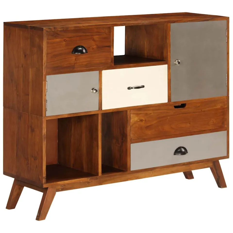 vidaXL Dressoir 115x35x86 cm massief acaciahout meerkleurig, foto 2