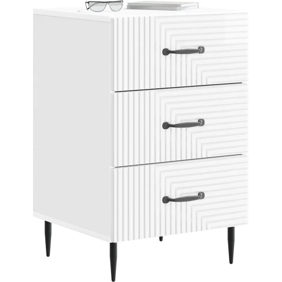 vidaXL Nachtkastje Hoogglans Wit 43 x 41 x 66,5 cm Bewerkt hout