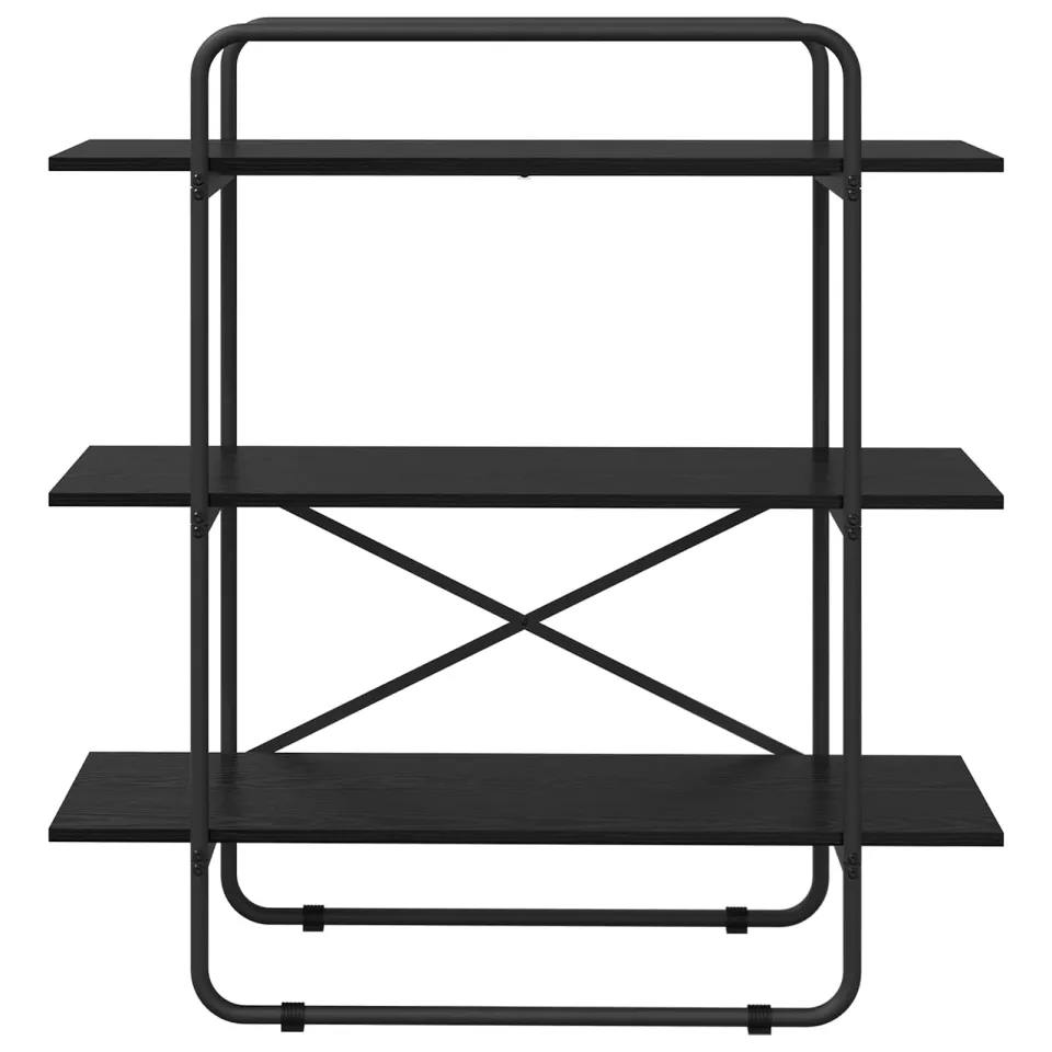 vidaXL Boekenrek 3-laags 100 x 35 x 105 cm PB Zwart eiken
