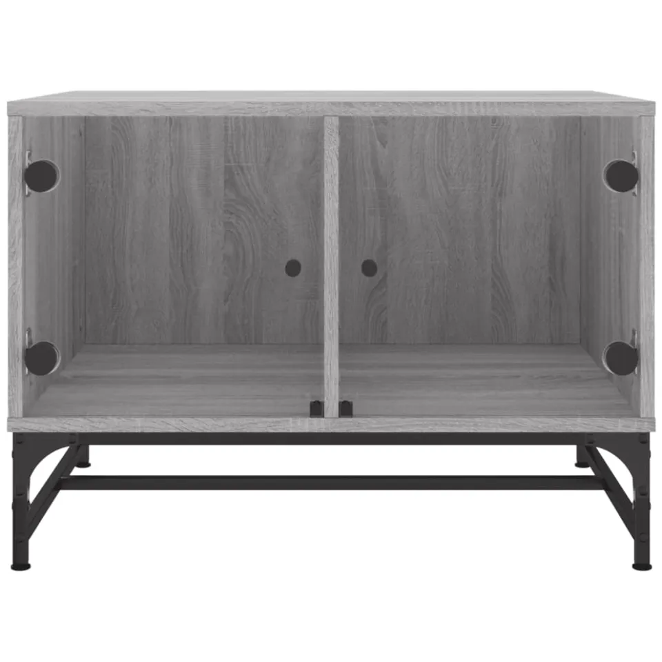 vidaXL Salontafel met glazen deuren 68,5x50x50 cm grijs sonoma eiken