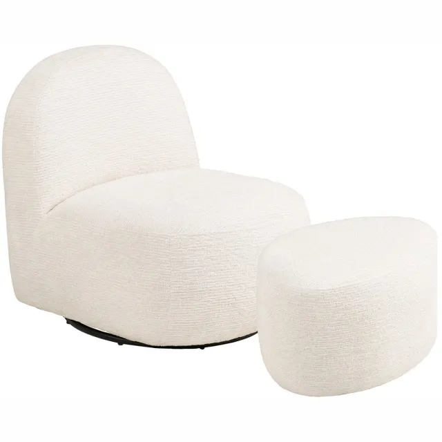 House Nordic Fauteuil Milo - Wit - Incl. Poef Set