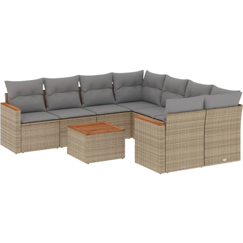 vidaXL Patio Sofa Set 9-zits Beige and Grey, foto 4
