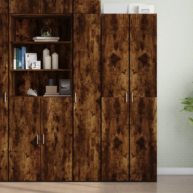 vidaXL Hoge kast 30x42,5x185 cm bewerkt hout gerookt eikenkleurig Bruin