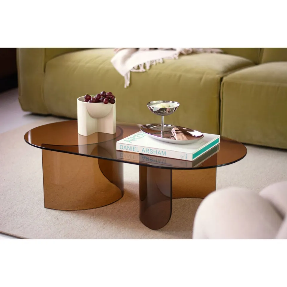 FÉST Plateau Amber ovale glazen salontafel - bruin, foto 2
