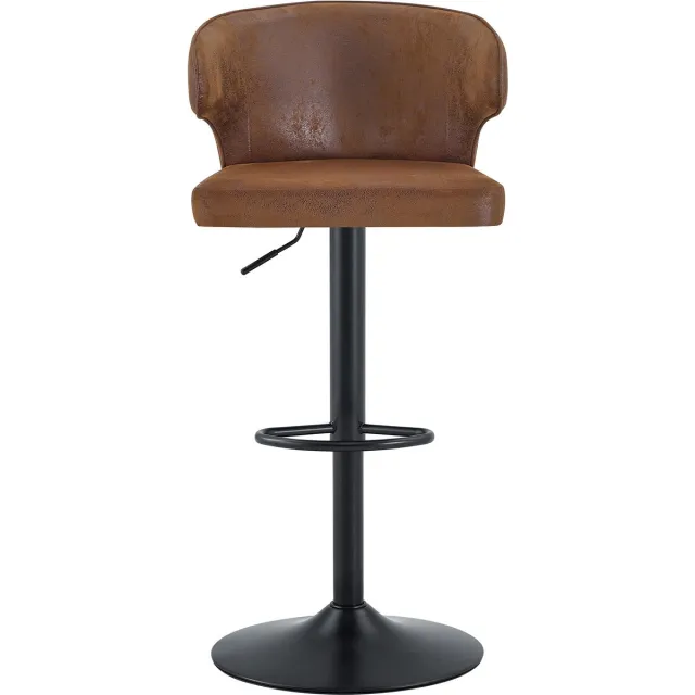 in& out door furniture 2-delige set barkrukken met rugleuning, hoogteverstelbaar, 367° draaibare barkruk met groot voetstuk en voetsteun, moderne keukenkruk voor bar, keuken, aanrecht (alleen stoelen)-Bruin+Zwart