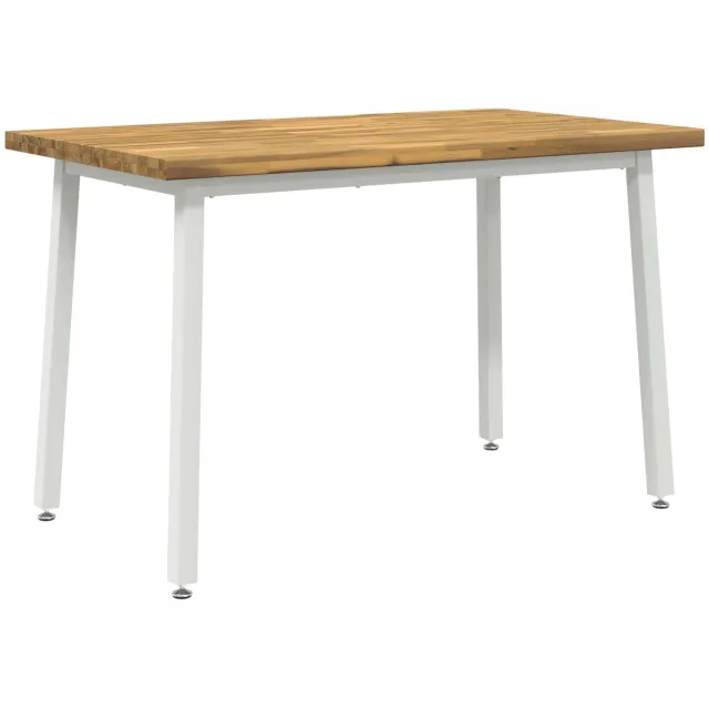 vidaXL Vierkante - Eettafel - 120 - x - 70 - x - 75 - cm - Massief - Acacia - Hout Whitewash en wit