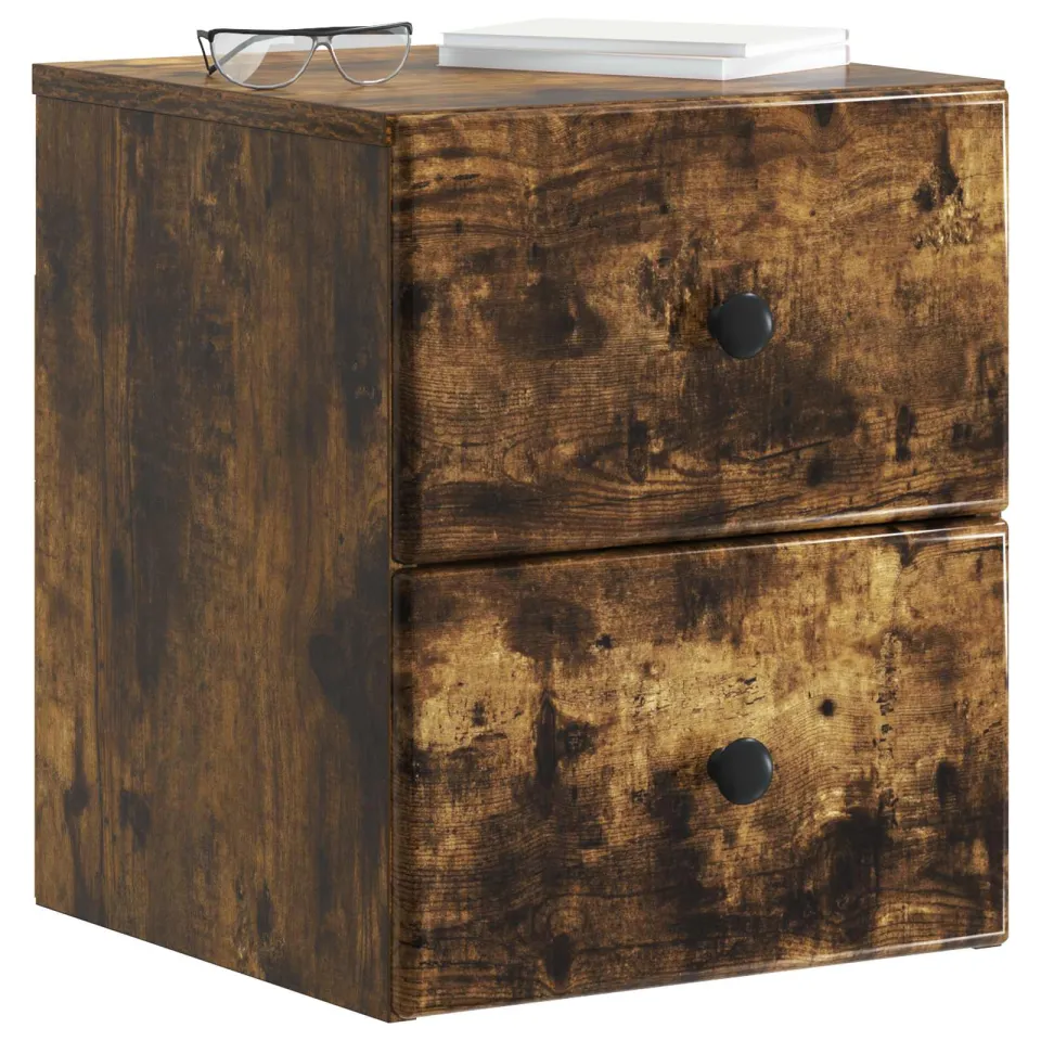 vidaXL Wandbeugel Bedkast 2 st Gerookt eiken 34,5 x 33 x 40 cm