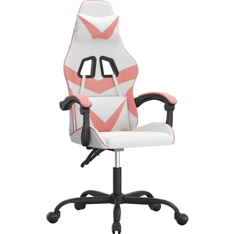 vidaXL Gamestoel kunstleer wit en roze, foto 3