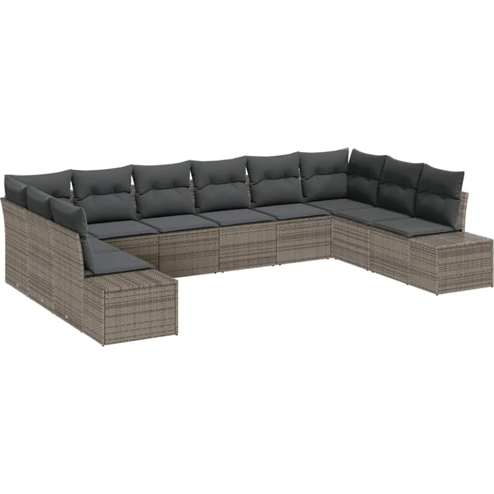 vidaXL Tuin Sofa Set 10 st Grijs poly rattan Lichtgrijs
