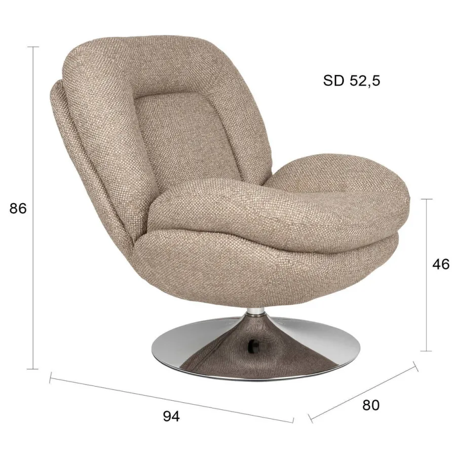 Housecraft Living draaifauteuil Romy bruin, foto 2