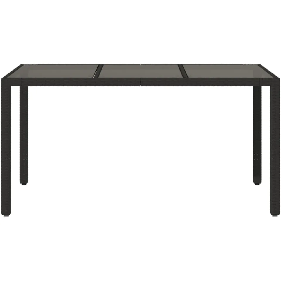 vidaXL Tuintafel met glazen blad 150x90x75 cm poly rattan zwart, foto 4