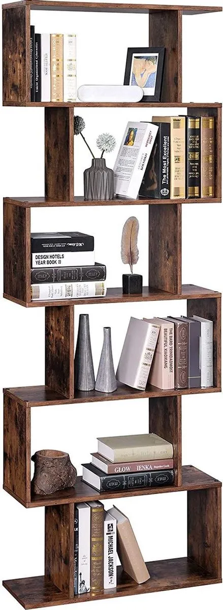 Vasagle boekenkastplank / displayplank / vrijstaande kast - decoratieve plank, 6 niveaus-Boekenrek - Boekenkast Bruin