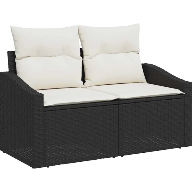 vidaXL Tuinbankenset 11 st Zwart en Crème poly rattan