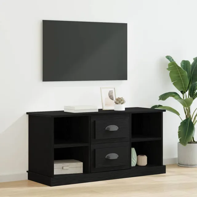 vidaXL TV-kast 99,5 x 35,5 x 48 cm Zwart Eiken Bewerkt hout