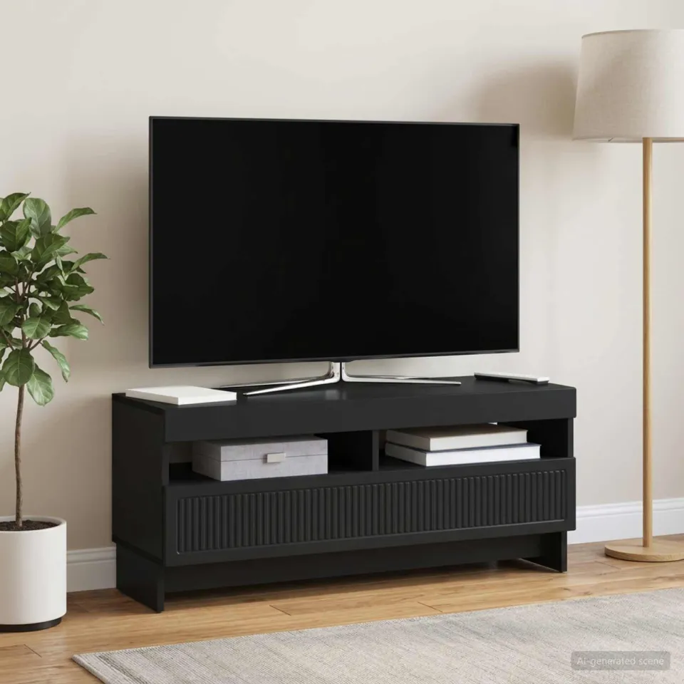 vidaXL LED tv-meubel EDE 100 x 35 x 43 cm Zwart Bewerkt hout, foto 4