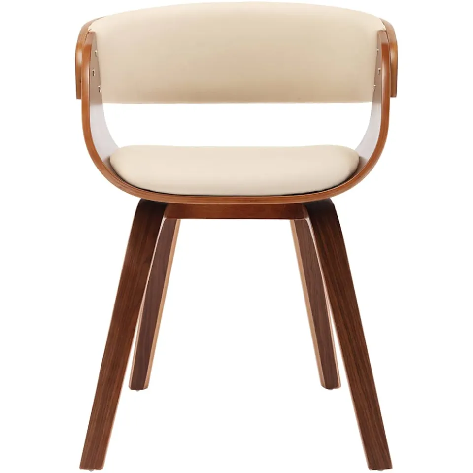vidaXL Eetkamerstoelen 4 st gebogen hout en kunstleer crèmekleurig