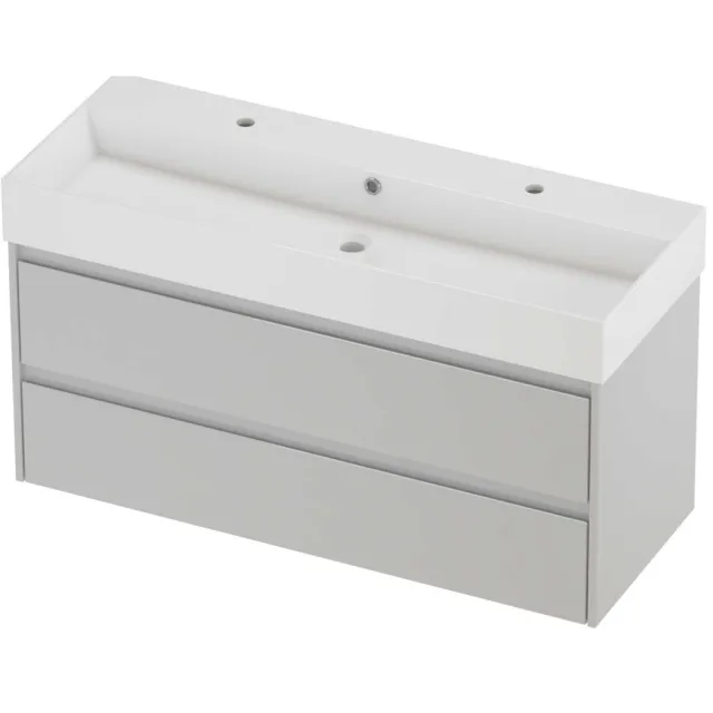 Proline Zara Badmeubelset Porselein Loft 2 Kraangaten 120x46x65 cm Glans Wit Glans Wit