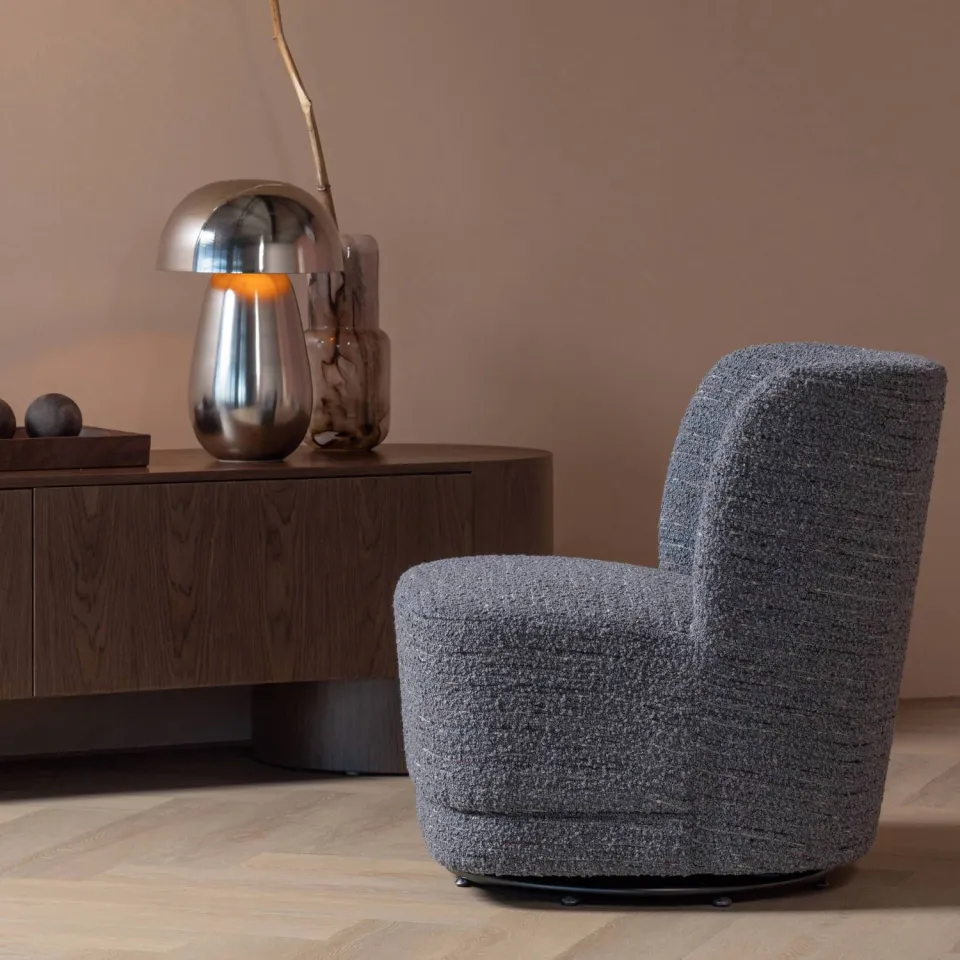 WOOOD Atty Draaifauteuil - Grove Melange - Grijs - 75x74x65, foto 4