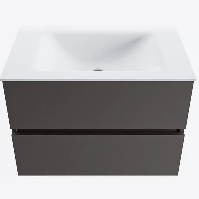 Mondiaz VICA 70cm badmeubel onderkast Dark Grey 2 lades. Wastafel CLOUD midden 1 kraangat, kleur Talc.