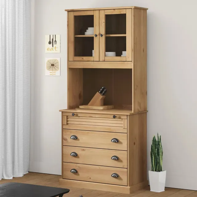 vidaXL Hoge kast VIGO 80x40x176 cm massief grenenhout bruin, foto 2