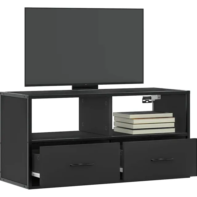 vidaXL Tv-meubel 80x31x39,5 cm bewerkt hout en metaal zwart