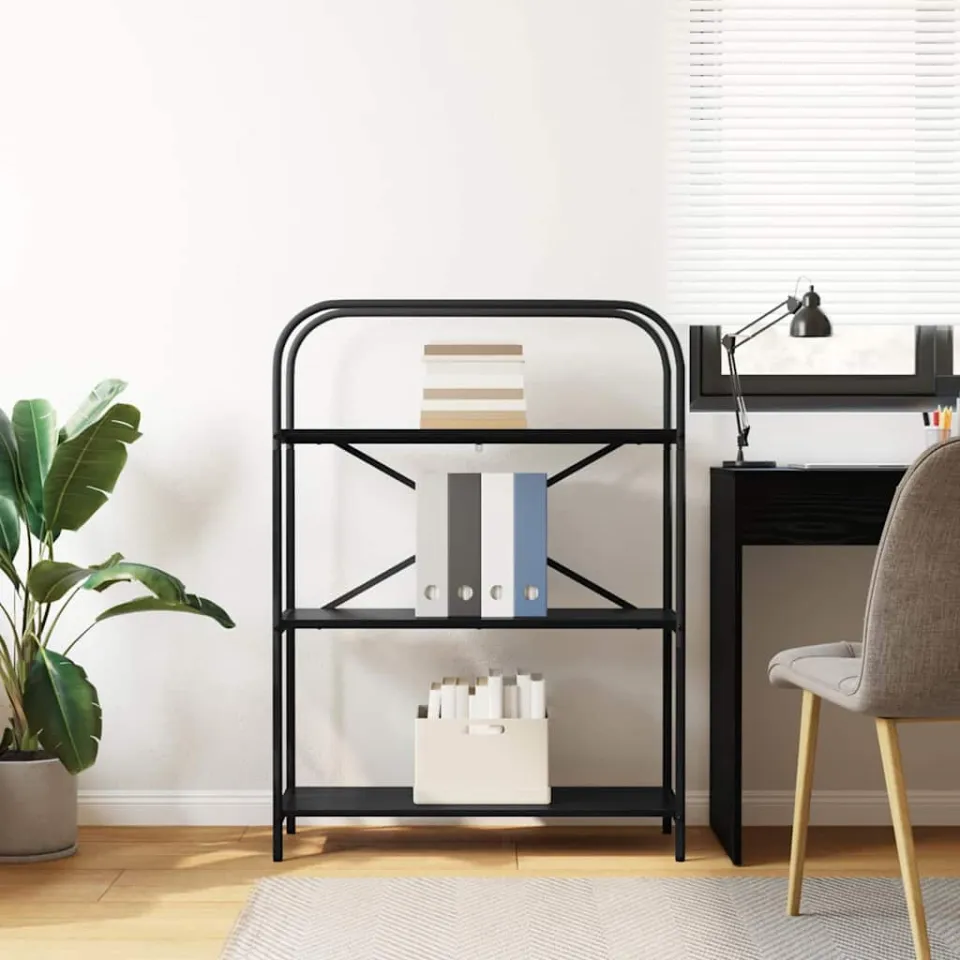 vidaXL Boekenkast 3-laags 80 x 30 x 109 cm Bewerkt hout Zwart Eiken, foto 5
