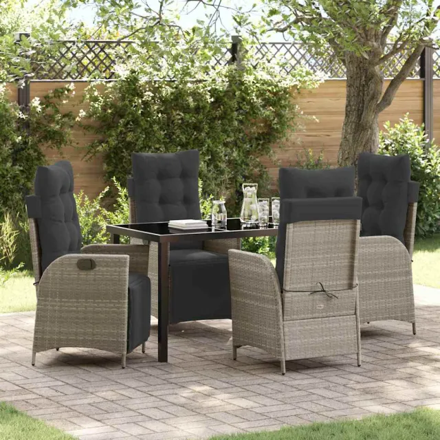 vidaXL Tuin eettafelset 5 st Lichtgrijs poly rattan, foto 2