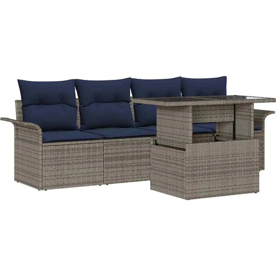 vidaXL Tuin Sofa Set 5 st Grijs poly rattan