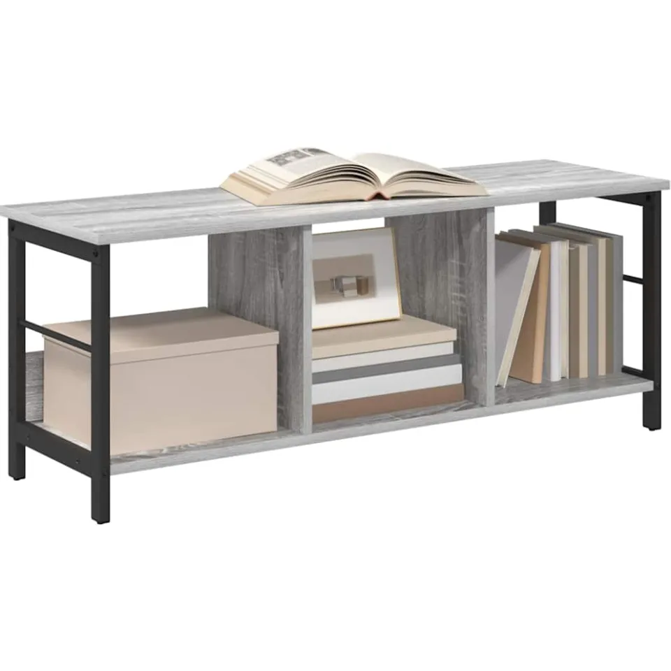 vidaXL Boekenkast 3-laags 102 x 32 x 40,5 cm Bewerkt hout Grijs Sonoma