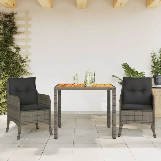 vidaXL 3-delige Tuinset met kussens poly rattan grijs, foto 2