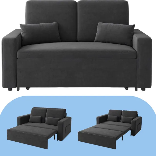 Bealife AR28 Slaapbank 2 persoons - 3-in-1 Bank met Slaapfunctie - Verstelbare Sofa met Armleuningen - Tweepersoonsbed voor woonkamer, slaapkamer of logeerkamer - Donkergrijs Donkergrijs-AR28