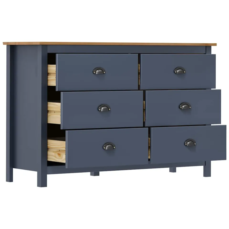 vidaXL Dressoir Hill 125x40x80 cm massief grenenhout grijs, foto 3