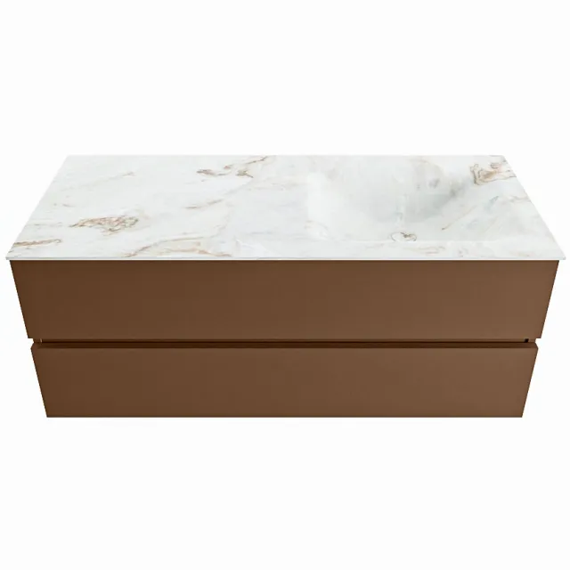 Mondiaz VICA-DLUX 120cm badmeubel onderkast Rust 2 lades. Inbouw wastafel CLOUD rechts zonder kraangat, kleur Frappe.