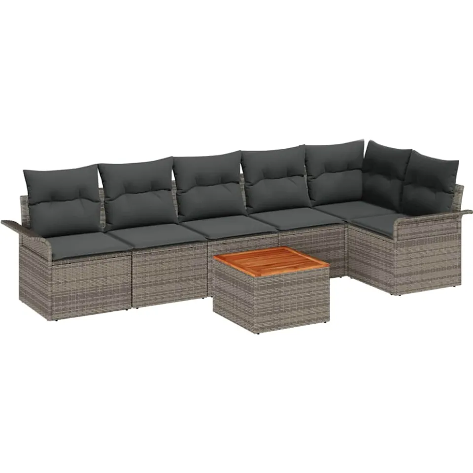 vidaXL Tuinbankenset 7 st Grijs poly rattan