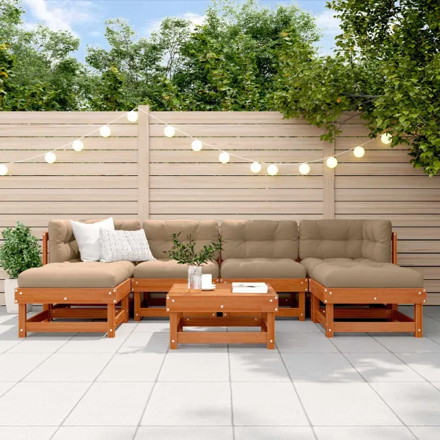 vidaXL Tuin loungeset 7 st Wasbruin Massief grenenhout bruin, foto 2
