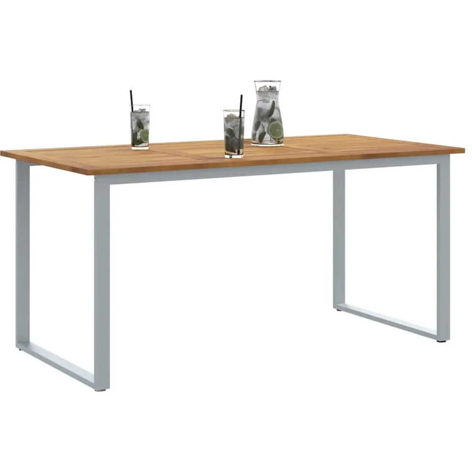 vidaXL Tuinstafel Grijs 160 x 80 x 75 cm Massief Acaciahout