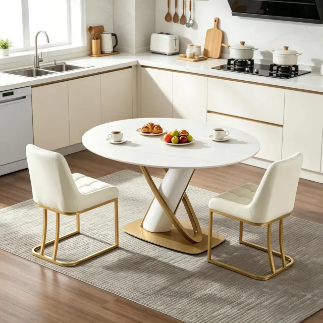 CHICFURN Eetkamerstoel - Gewatteerd - Met armleuningen - Beige