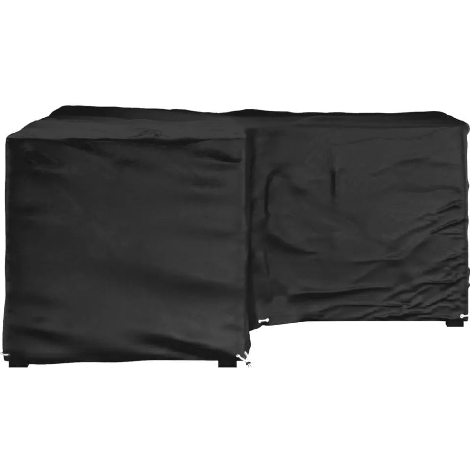 vidaXL Tuinmeubelhoezen met 12 oogjes L-vormig 185x185x90 cm Zwart