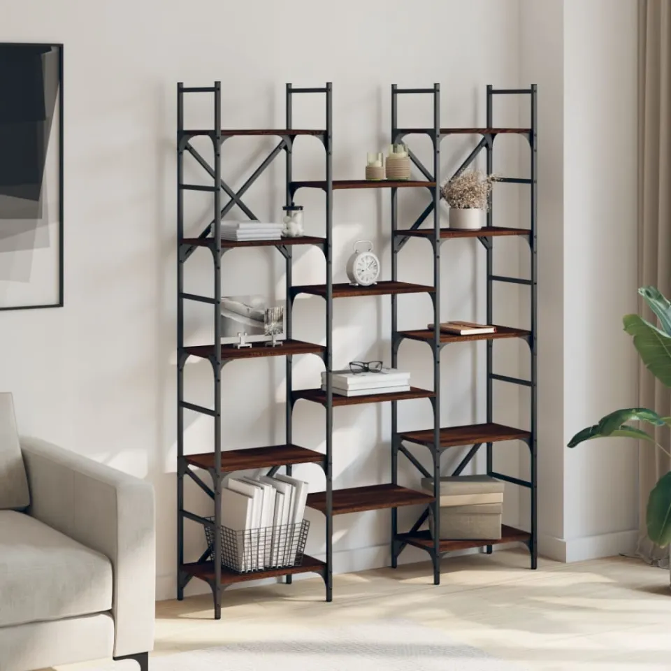 vidaXL Boekenkast 127,5x28,5x172,5 cm bewerkt hout bruin eikenkleur, foto 3