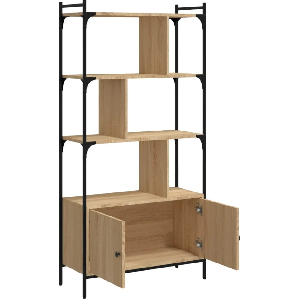 vidaXL Boekenkast met deuren Sonoma eiken 76,5x30x154,5 cm bewerkt hout Bruin