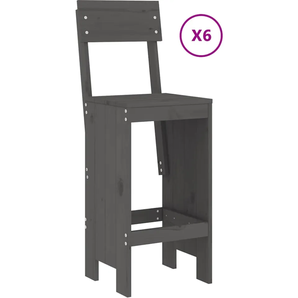 vidaXL 7-delige Tuinbarset massief grenenhout grijs, foto 3