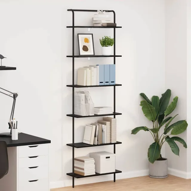 vidaXL Boekenkast 6-laags 60 x 24 x 203 cm Bewerkt hout Zwart Eiken, foto 2