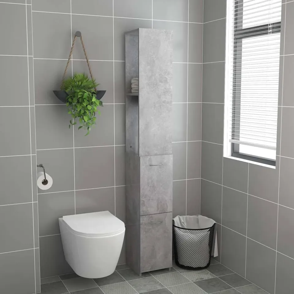 vidaXL Badkamerkast 25x26,5x170 cm bewerkt hout betongrijs grijs, foto 2