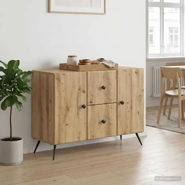vidaXL Dressoir Artisanaal eiken 89 x 34,5 x 60 cm Bewerkt hout Bruin